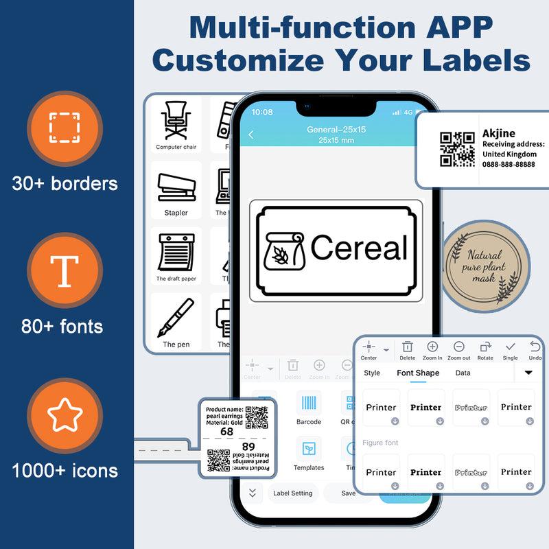 Portable Bluetooth Sticker Mini Printer Barcode Label Maker