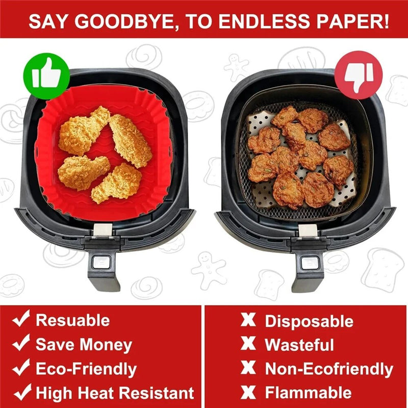 Reusable Airfryer Pan Silicone Air Fryers Oven Baking Tray