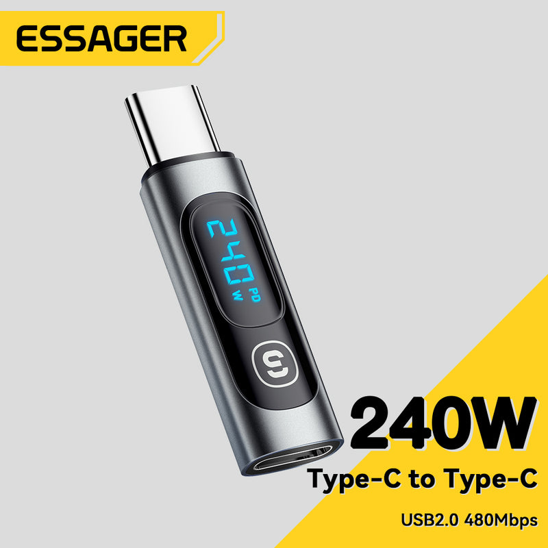 240W Type C to USB C OTG Connector Adapter with Digital Display