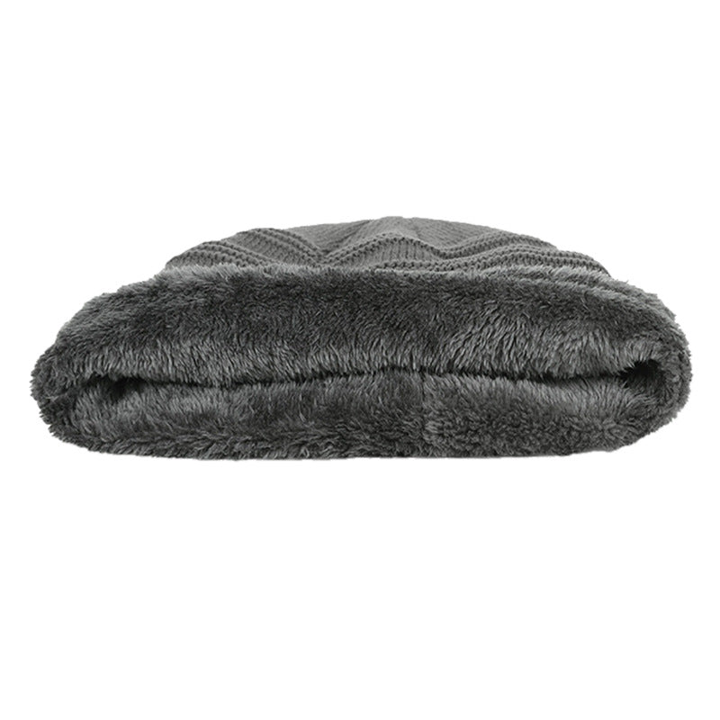 Unisex Fur Lined Beanie Hat Keep Warm Winter Hat