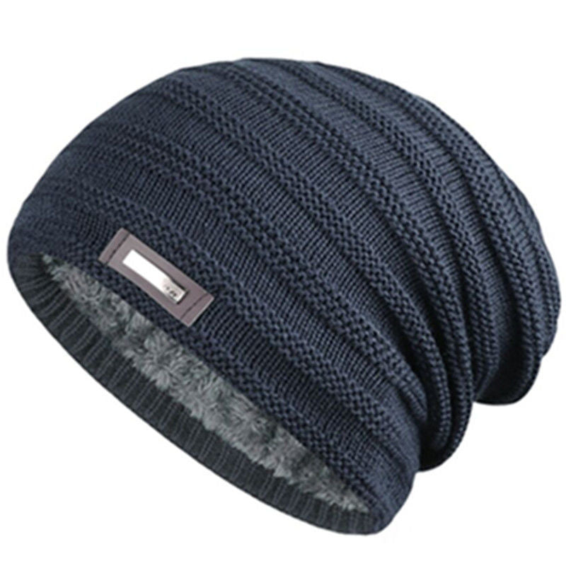 Unisex Fur Lined Beanie Hat Keep Warm Winter Hat