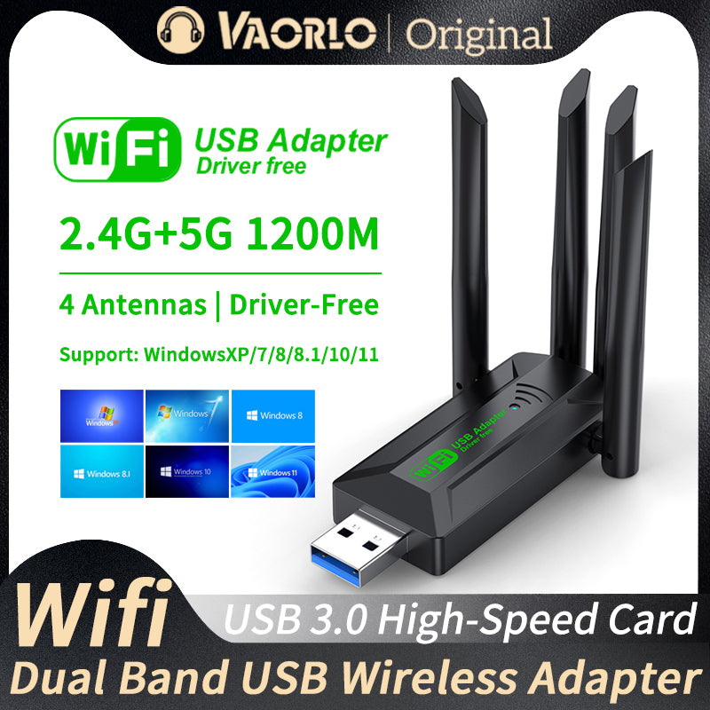 1200Mbps WiFi USB Adapter Dual Band USB3.0 High-Speed Wireless Card Receiver