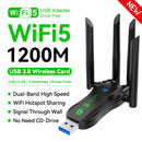 1200Mbps WiFi USB Adapter Dual Band USB3.0 High-Speed Wireless Card Receiver