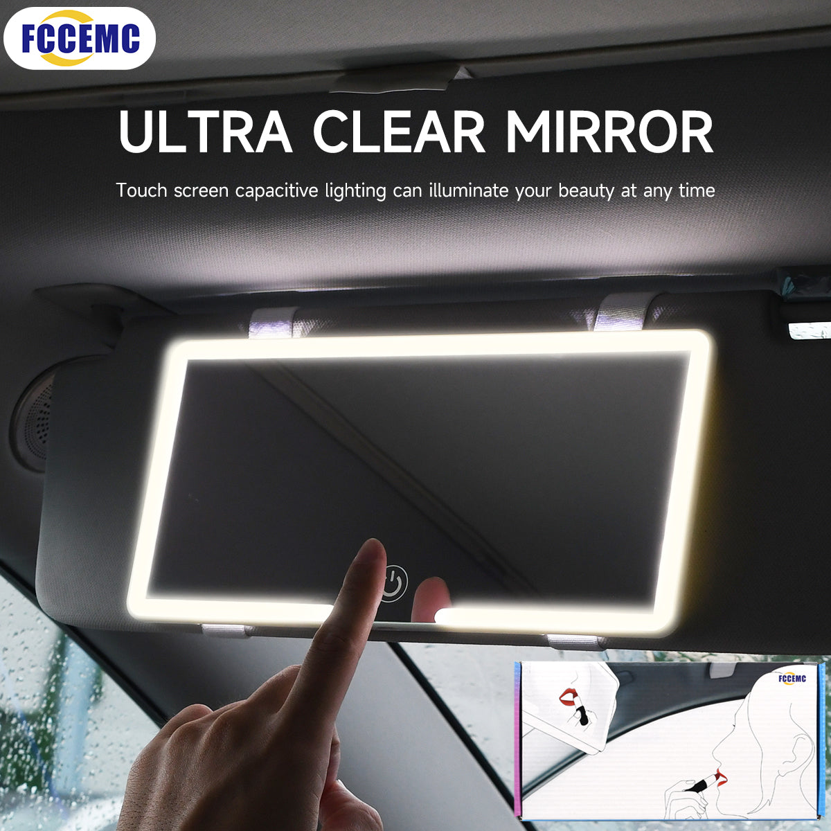 Car Interior Mirrors Sun Visor Plate LED HD Makeup Mirror