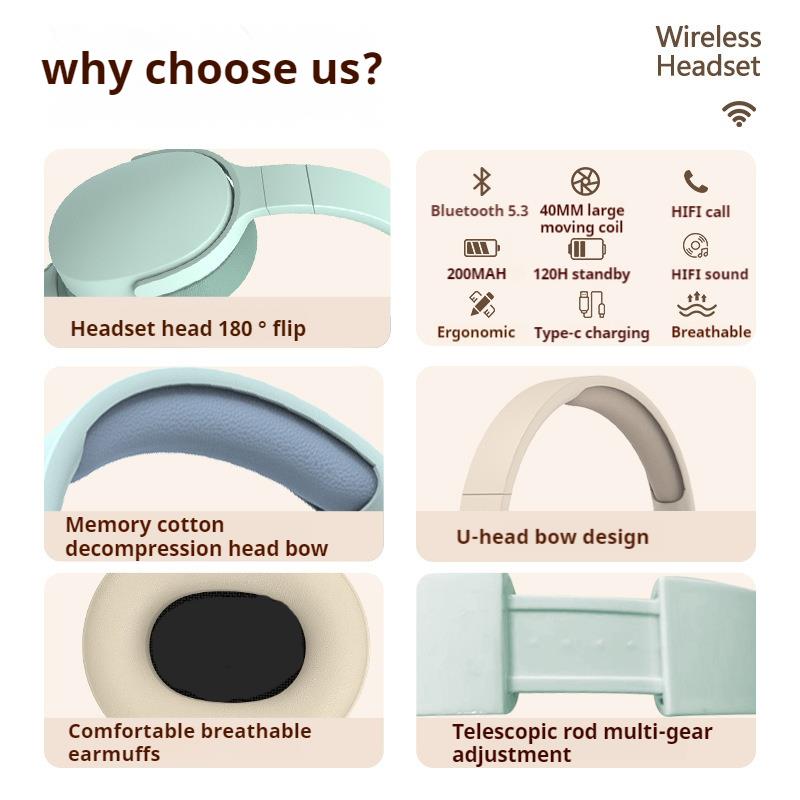 9D Surround Sound Wireless Bluetooth Headphones Over Ear Sports Headsets