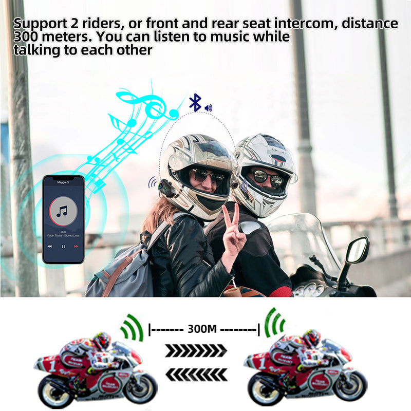 Bluetooth Motorcycle Helmet Intercom 300M Wireless Intercomunicador