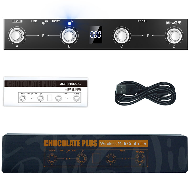 Wireless Midi Controller Keyboard 4 Buttons Foot Switch MIDI Host Interface