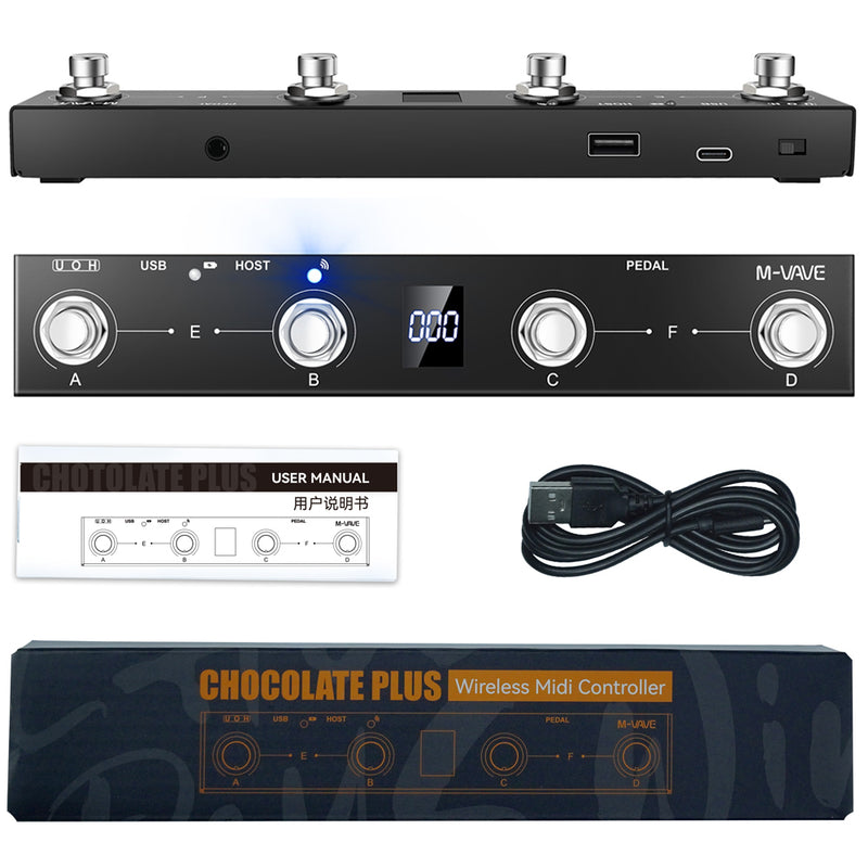 Wireless Midi Controller Keyboard 4 Buttons Foot Switch MIDI Host Interface