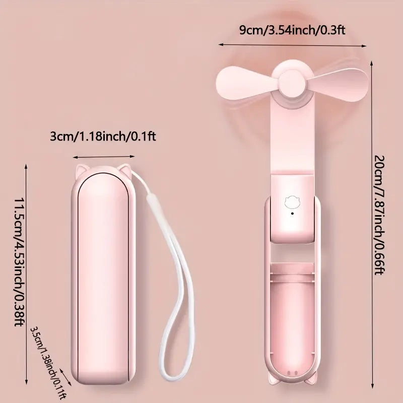 USB Rechargeable 3-speed Adjustable Foldable Handheld Fan
