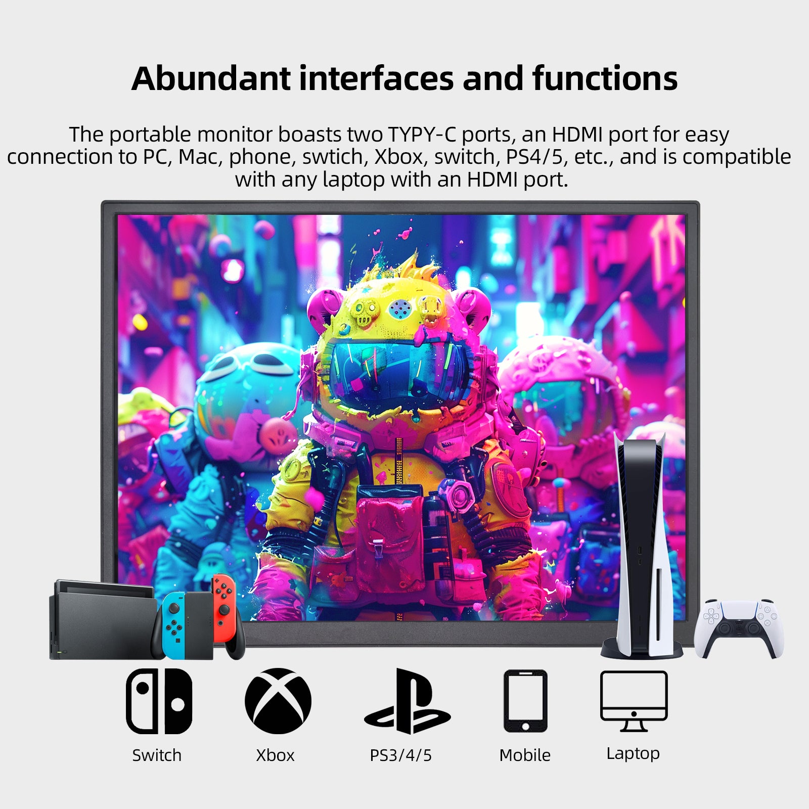 10.5-Inch Portable Monitor 1280P Low Blue Light PC Loptop Extension