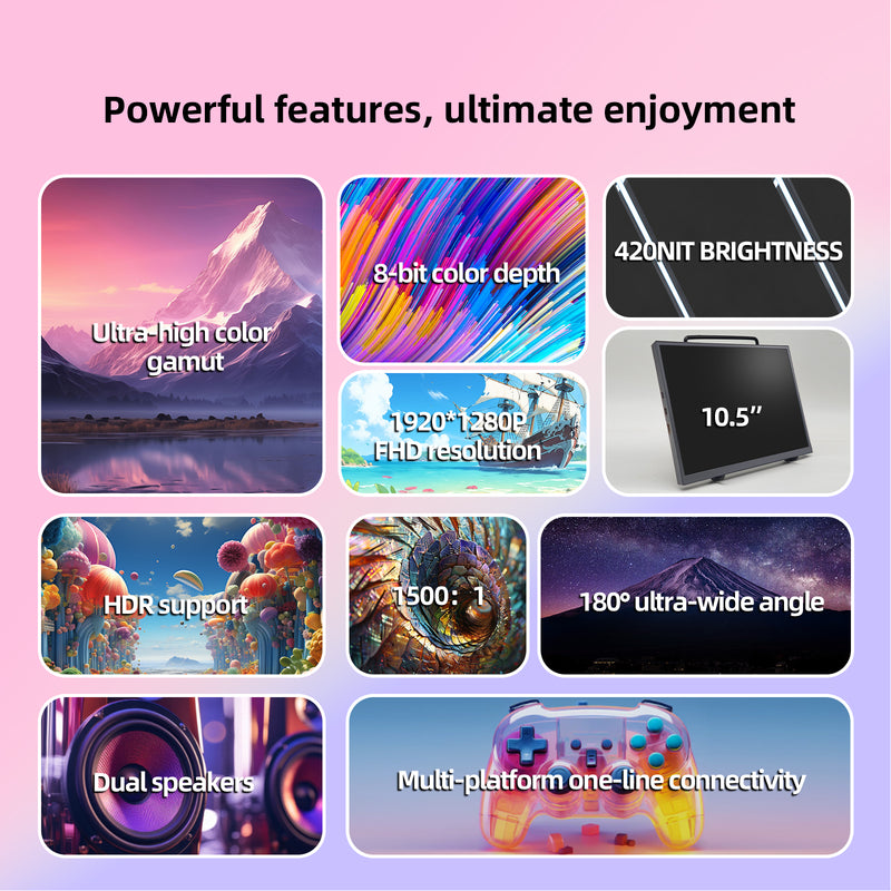 10.5-Inch Portable Monitor 1280P Low Blue Light PC Loptop Extension