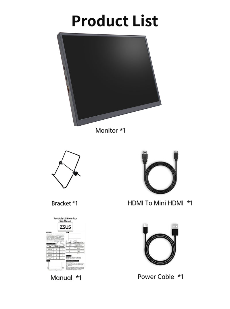 10.5-Inch Portable Monitor 1280P Low Blue Light PC Loptop Extension