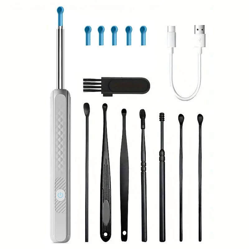 Wireless WiFi Ear Pick Otoscope Camera Borescope Luminous Ear Wax Cleaning Kit
