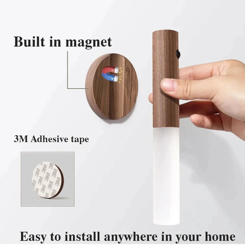 Intelligent Wooden Magnetic Suction Lamp LED Charging Night Light