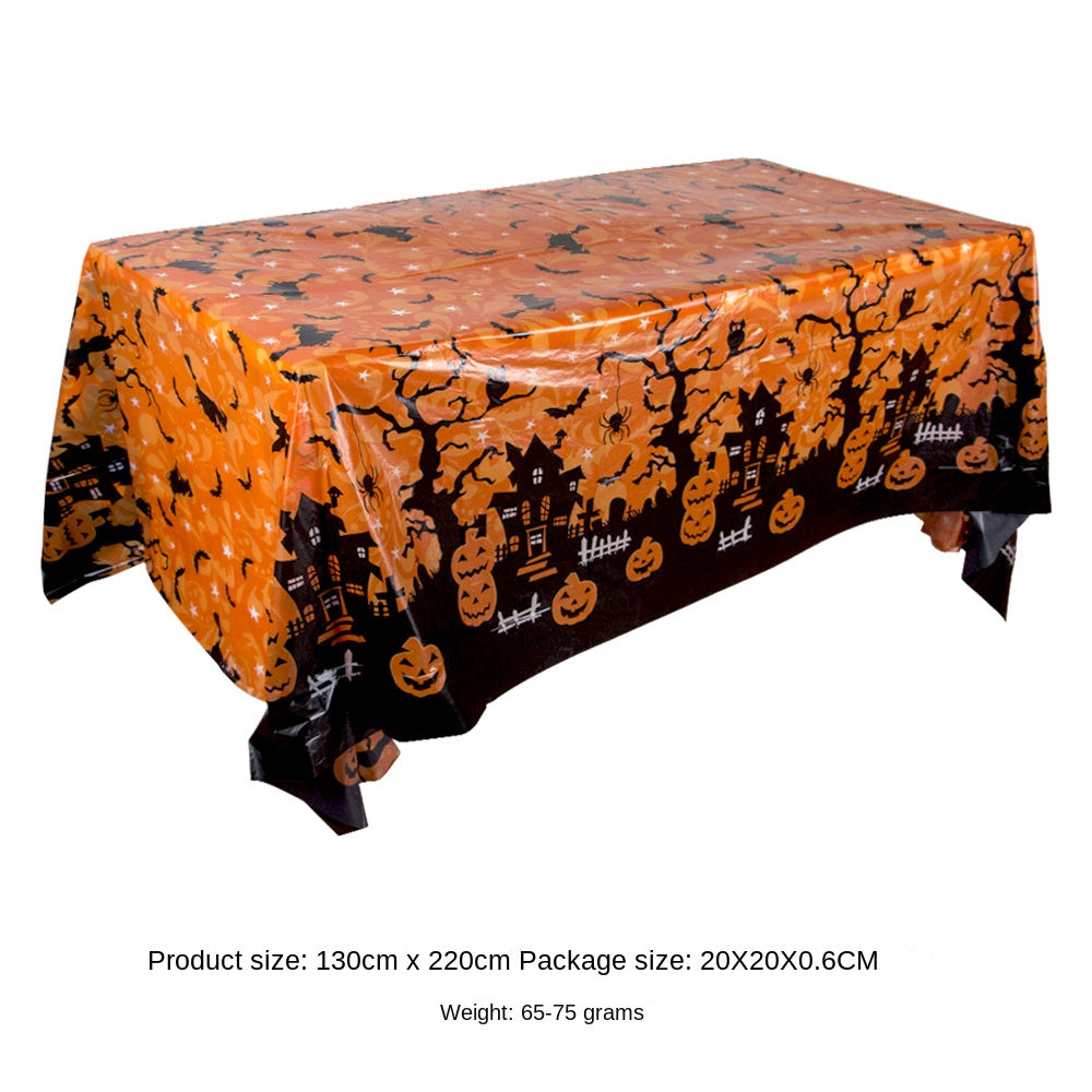 Halloween Decoration Tablecloth Pumpkin Spider Web Bat Plastic Table Cover
