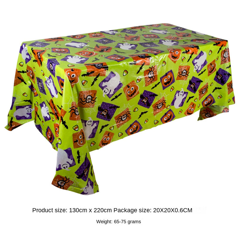 Halloween Decoration Tablecloth Pumpkin Spider Web Bat Plastic Table Cover