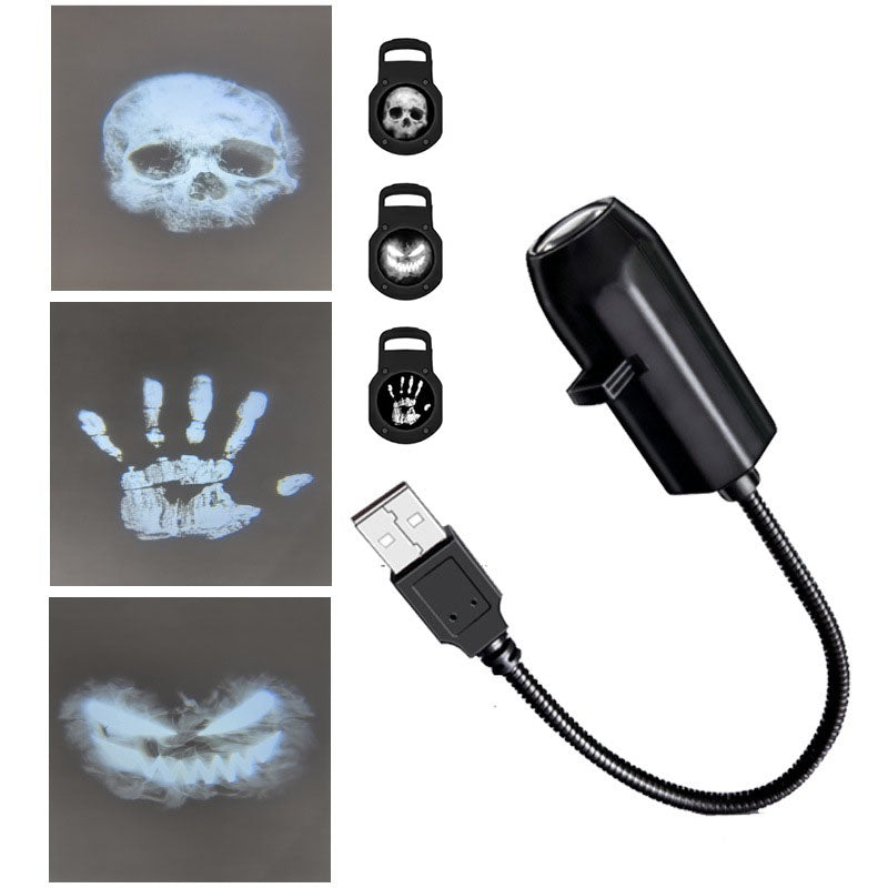 Halloween USB Projector Light 360 Degree Rotating Switchable Ghost Night Light