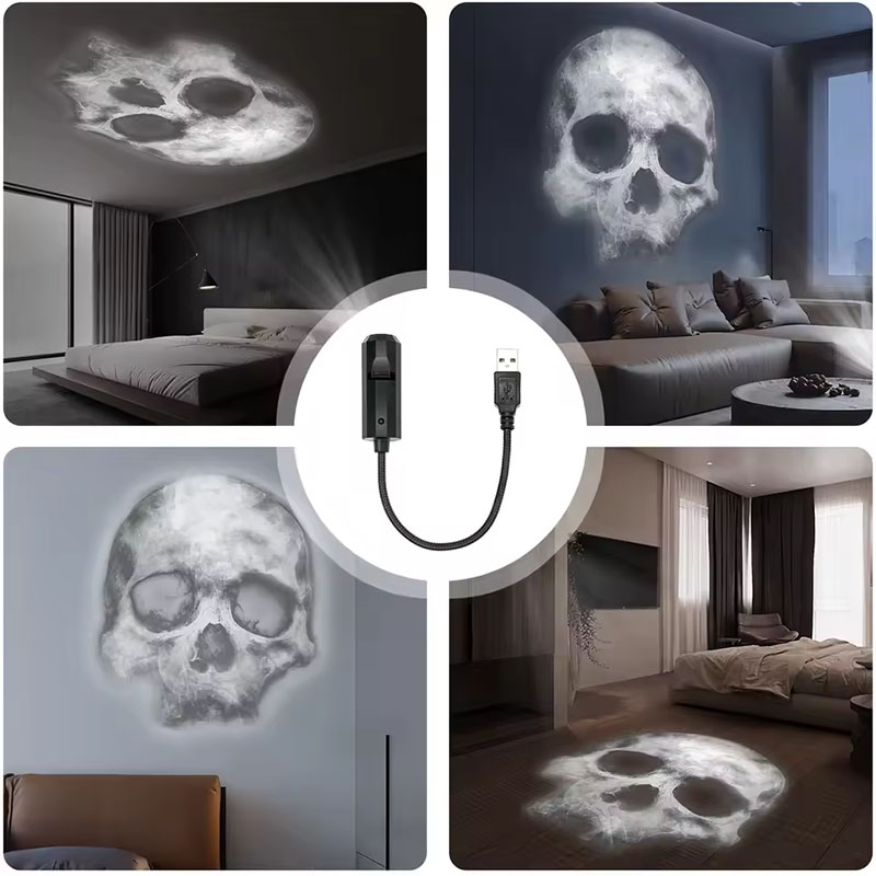 Halloween USB Projector Light 360 Degree Rotating Switchable Ghost Night Light