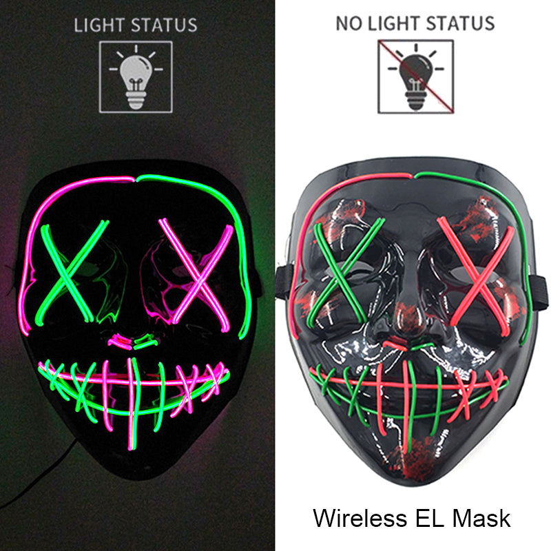 Neon LED Purge Mask Glow in The Dark Cosplay Horror Mask