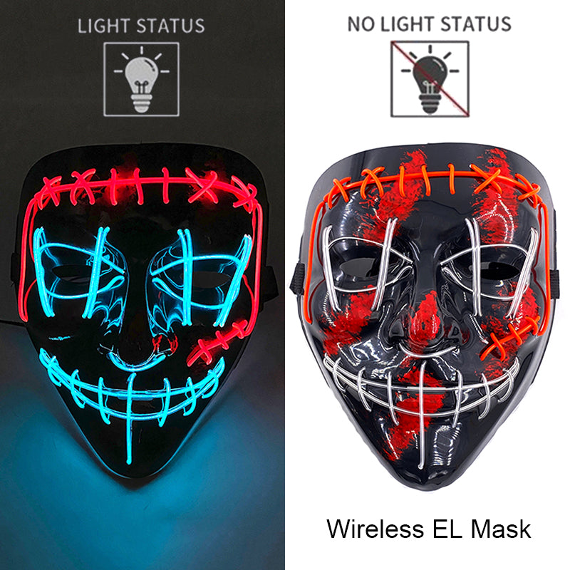 Neon LED Purge Mask Glow in The Dark Cosplay Horror Mask