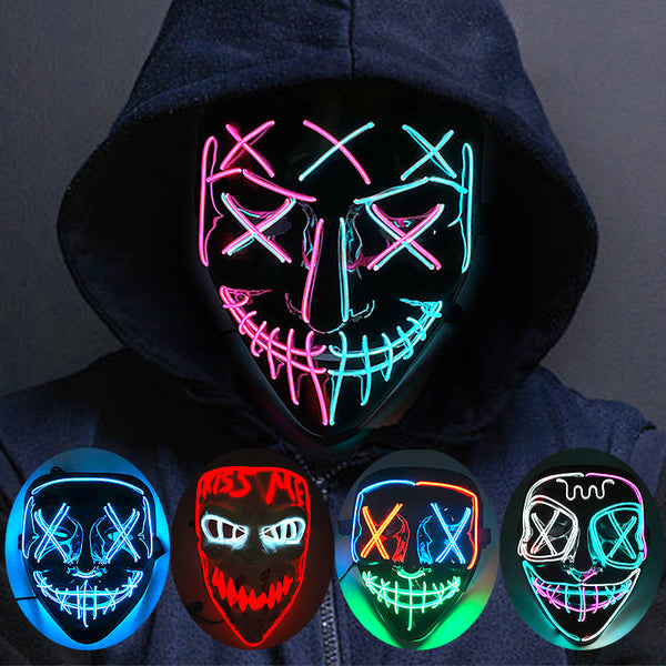 Neon LED Purge Mask Glow in The Dark Cosplay Horror Mask