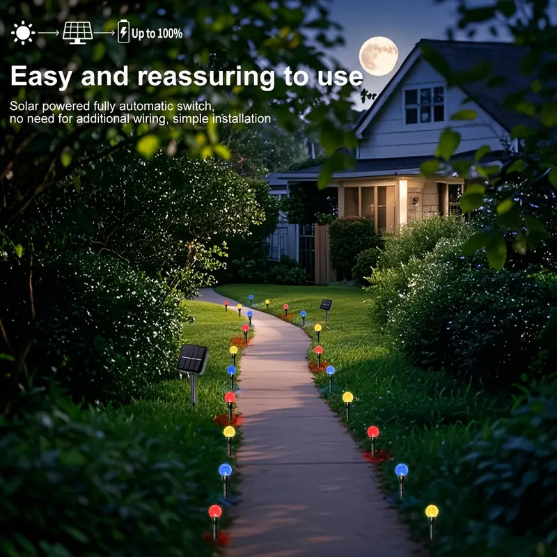 20 LED Solar Bubble Ball Lawn Lights Waterproof Solar Pathway String Light