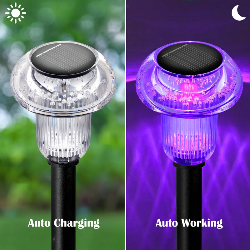 4Pcs Solar Pathway Lights Outdoor Vibrant LED Mushroom Garden Stake Lighting