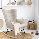 Beige Velvet Upholstered Rocking Armchair Accent Chair