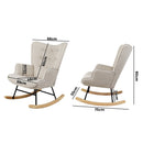 Beige Velvet Upholstered Rocking Armchair Accent Chair