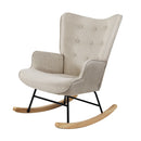 Beige Velvet Upholstered Rocking Armchair Accent Chair