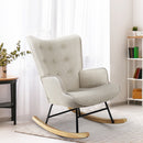 Beige Velvet Upholstered Rocking Armchair Accent Chair