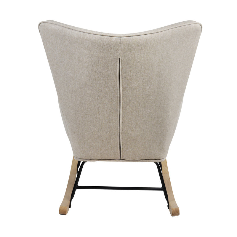 Beige Velvet Upholstered Rocking Armchair Accent Chair