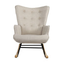 Beige Velvet Upholstered Rocking Armchair Accent Chair