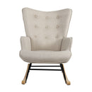 Beige Velvet Upholstered Rocking Armchair Accent Chair