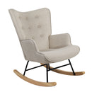 Beige Velvet Upholstered Rocking Armchair Accent Chair
