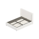White Boucle Fabric Double Size Bed Frame with Gas Lift Base