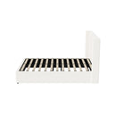 White Boucle Fabric Double Size Bed Frame with Gas Lift Base