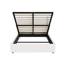 White Boucle Fabric Double Size Bed Frame with Gas Lift Base
