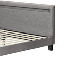 Grey Fabric Wooden Queen Size Bed Frame with RGB LED
