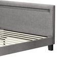 Grey Fabric Wooden Queen Size Bed Frame with RGB LED