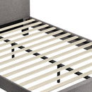 Grey Fabric Wooden Queen Size Bed Frame with RGB LED