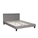 Grey Fabric Wooden Queen Size Bed Frame with RGB LED