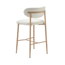 Set of 4 Natural White Boucle Fabric Bar Stools
