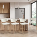 Set of 4 Natural White Boucle Fabric Bar Stools