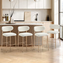 Set of 4 Natural White Boucle Fabric Bar Stools