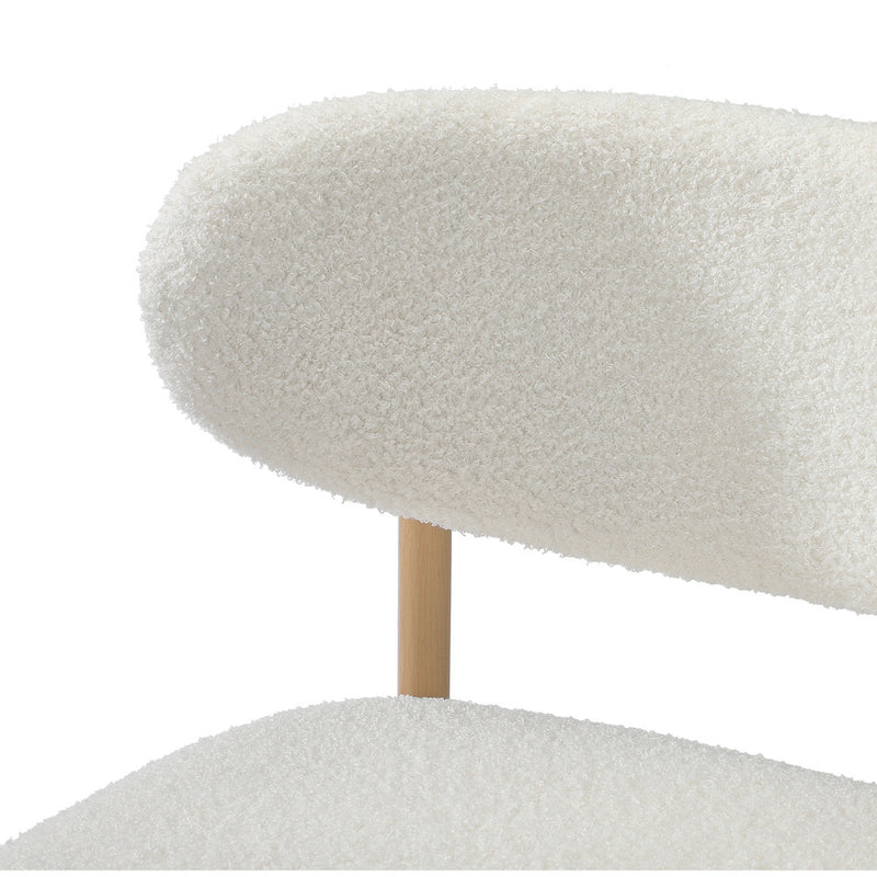 Set of 4 Natural White Boucle Fabric Bar Stools