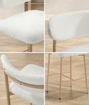 Set of 4 Natural White Boucle Fabric Bar Stools