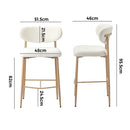 Set of 4 Natural White Boucle Fabric Bar Stools