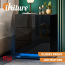 Black LED Bedside Table with RGB and 3 Drawers