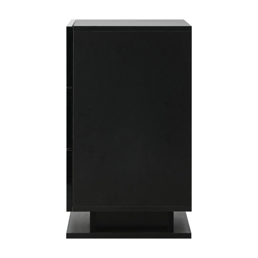 Black LED Bedside Table with RGB and 3 Drawers